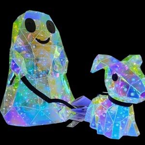 Martha Stewart LED Light Up Prismatic Holographic Ghost Walking Dog Halloween